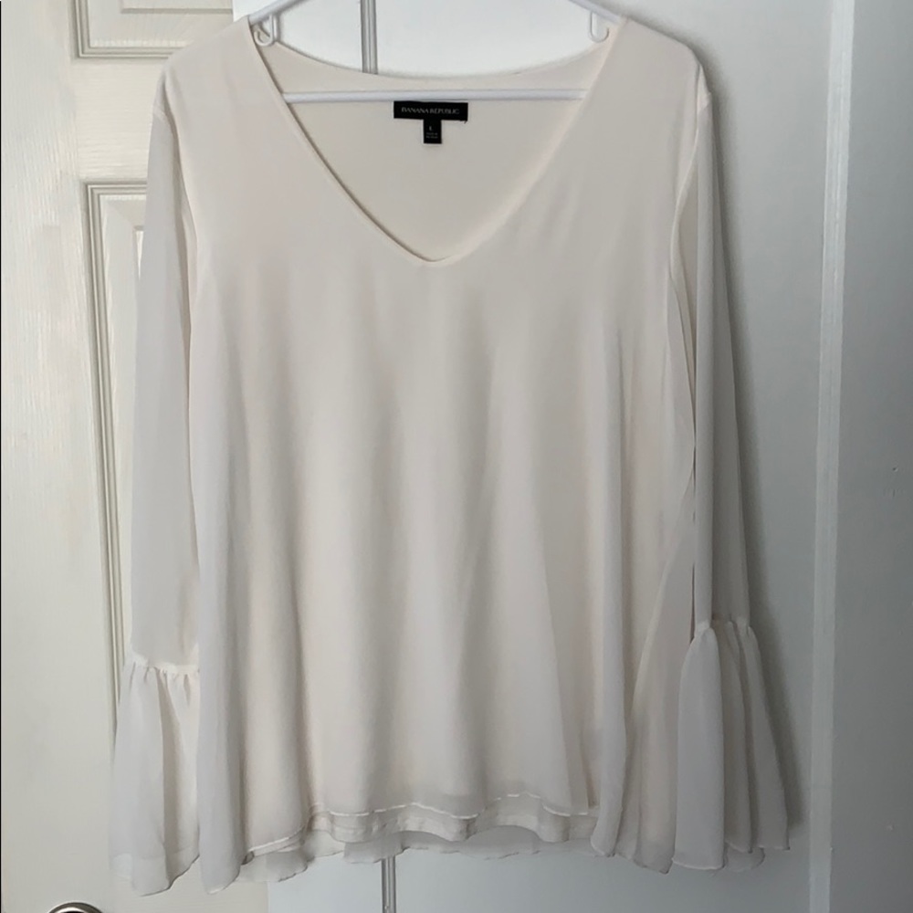 Banana Republic blouse with sheer sleeves